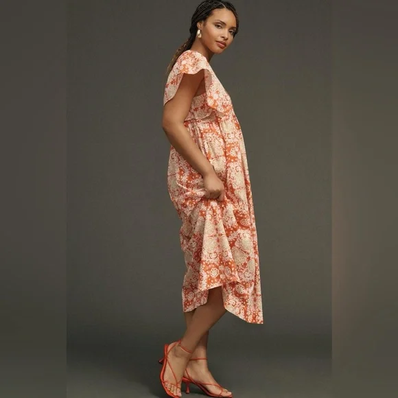 Anthropologie ⚜️ Maeve Printed Flutter-Sleeve Babydoll Dress - Picture 2 of 12